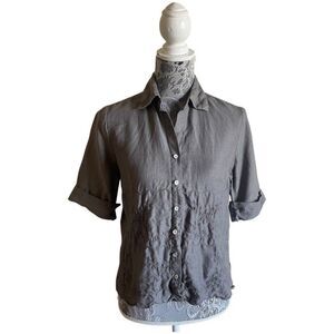 Vintage 90s Johnny Was Linen Button Down Shirt